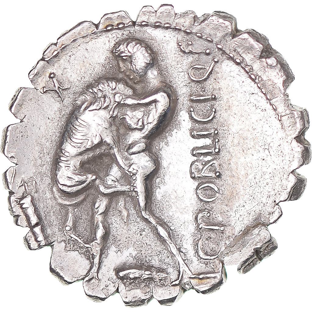 Pièce de monnaie,
C. Poblicius Qf,
Denier Serratus