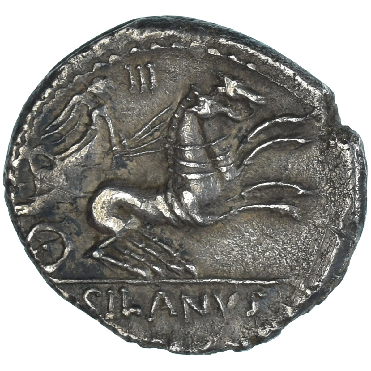 Pièce de monnaie, 
  
  D. Iunius Silanus, 
  
  Denier