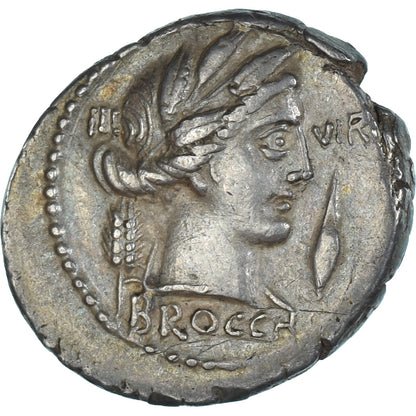Pièce de monnaie, 
  
  L. Furius Brocchus, 
  
  Denier