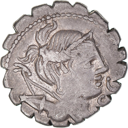 Pièce de monnaie, 
  
  Ti. Claude Ti. f. Ap. n. Néron, 
  
  Denier Serratus