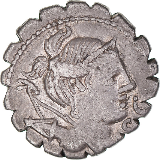Pièce de monnaie, 
  
  Ti. Claude Ti. f. Ap. n. Néron, 
  
  Denier Serratus