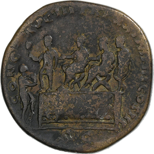 Marc Aurèle, 
  
  Sesterce, 
  
  165-166