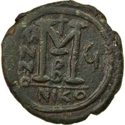 Pièce de monnaie, 
  
  Justin II, 
  
  Follis